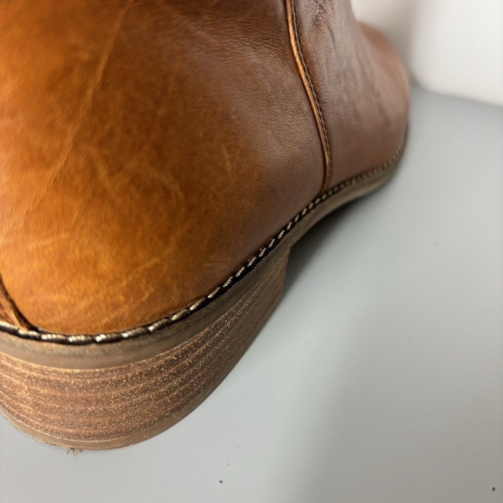 Lucky Brand Letrica Leather Ankle Boots Brown Side Zip Low Heel Women 8M - Picture 6 of 10
